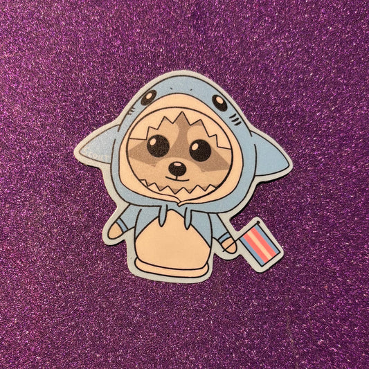 Racoon in a Shark Costume Trans Sticker