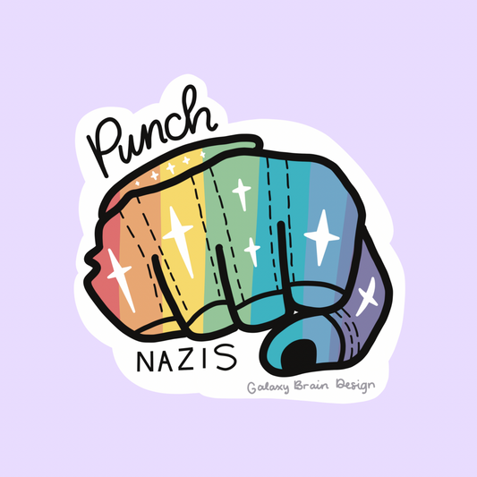 Punch Nazis Rainbow Sticker