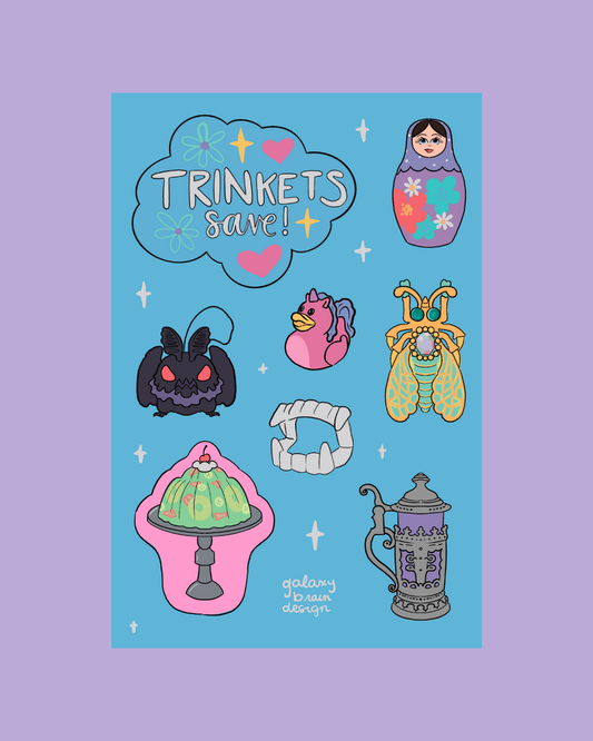 Trinkets Save Sticker Sheet
