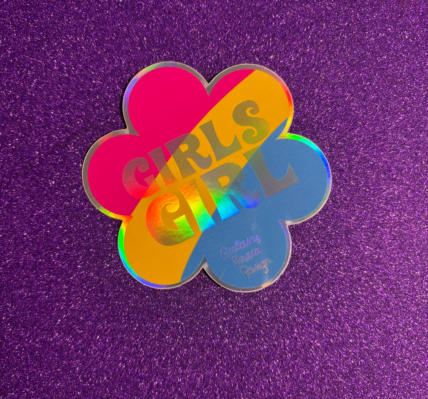 Girls Girl Stickers in Lesbian, Bi, and Pan Colorways