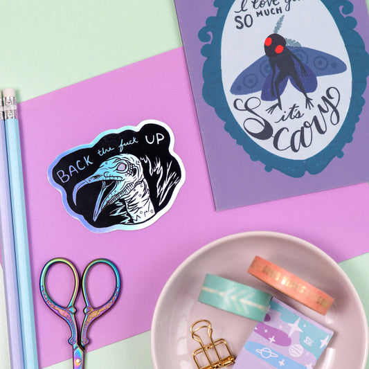 Back the Fuck Up Vulture Holo Sticker