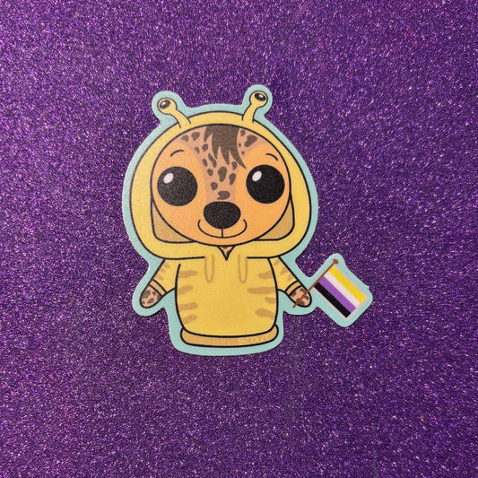 Hyena in a Slug Costume Enby Sticker