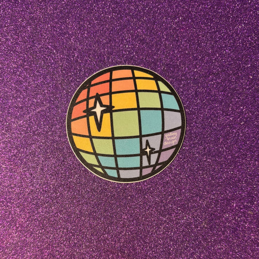 Rainbow Disco Ball Sticker