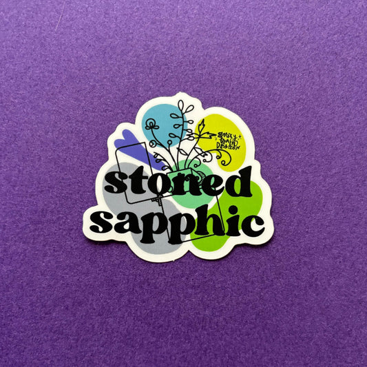 Stoned Sapphic Mid Century Modern Sticker