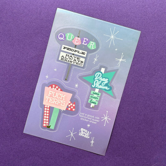 Queer Vintage Motel Sign Sticker Sheet