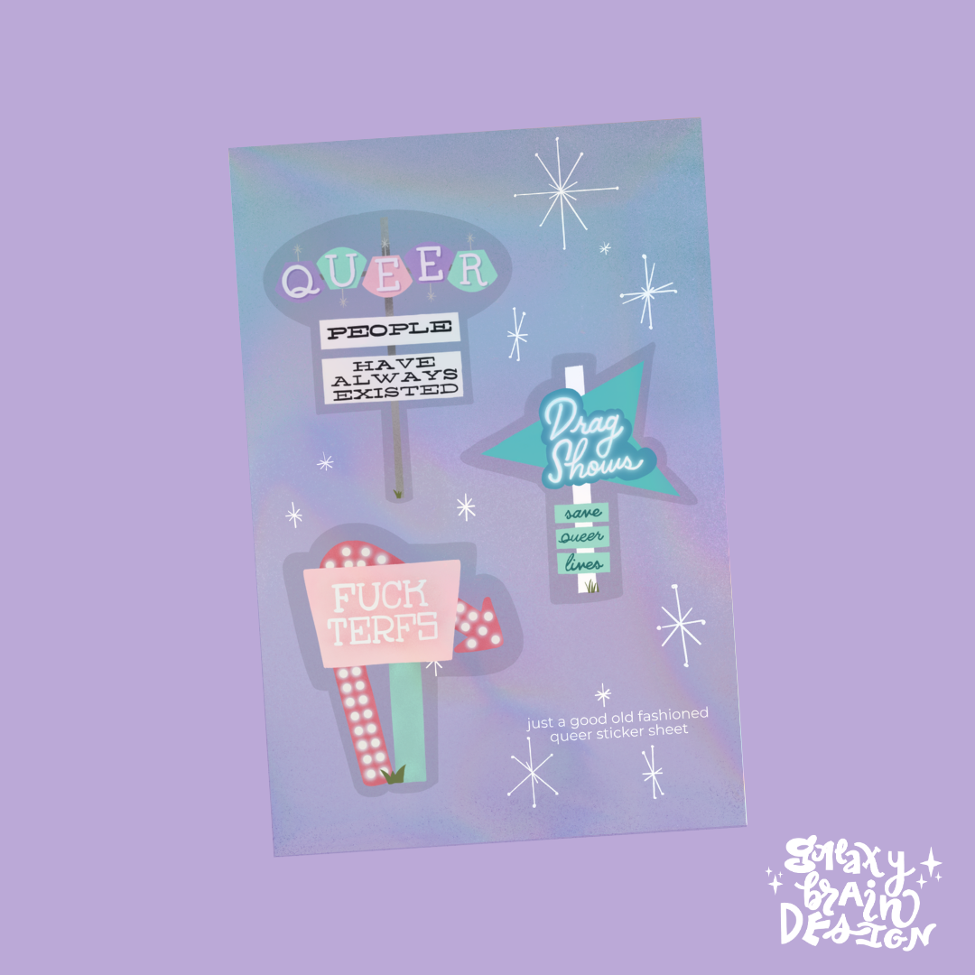 Queer Vintage Motel Sign Sticker Sheet