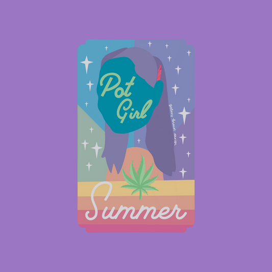 Pot Girl Summer Glitter Sticker