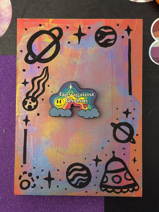 Fags Against Fascism Rainbow Enamel Pin