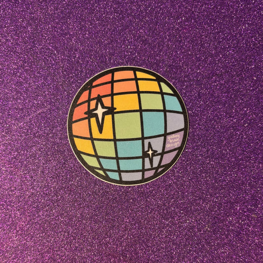 Rainbow Disco Ball Sticker