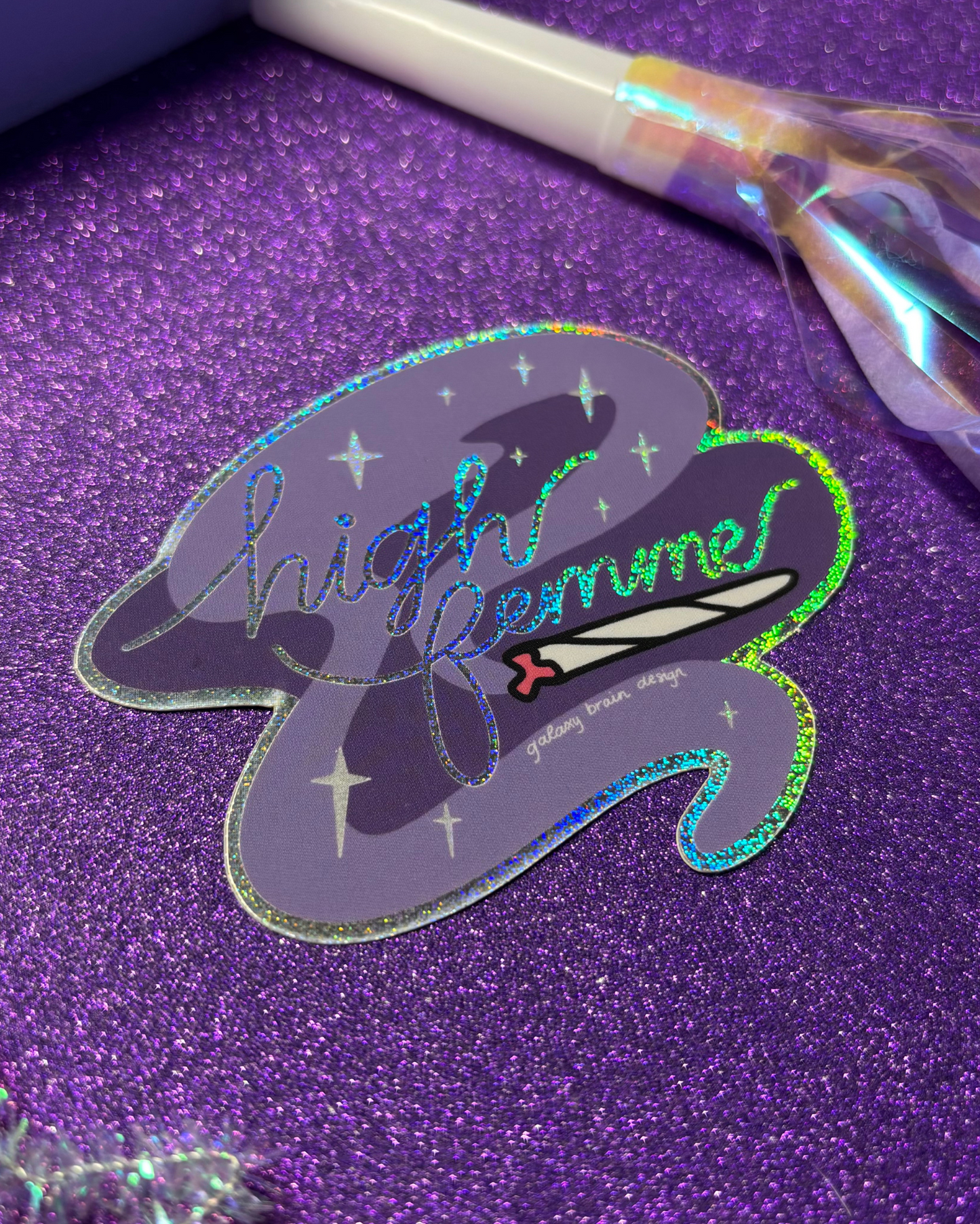 High Femme Glitter Sticker