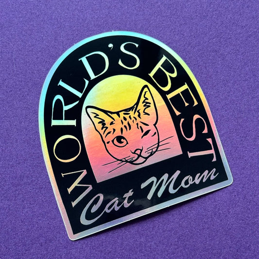 World's Best Cat Mom Holo Sticker