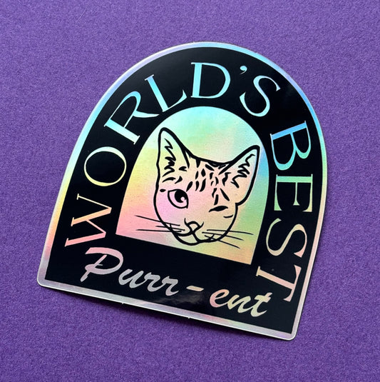 World's Best Pet Purr-ent Holo Sticker