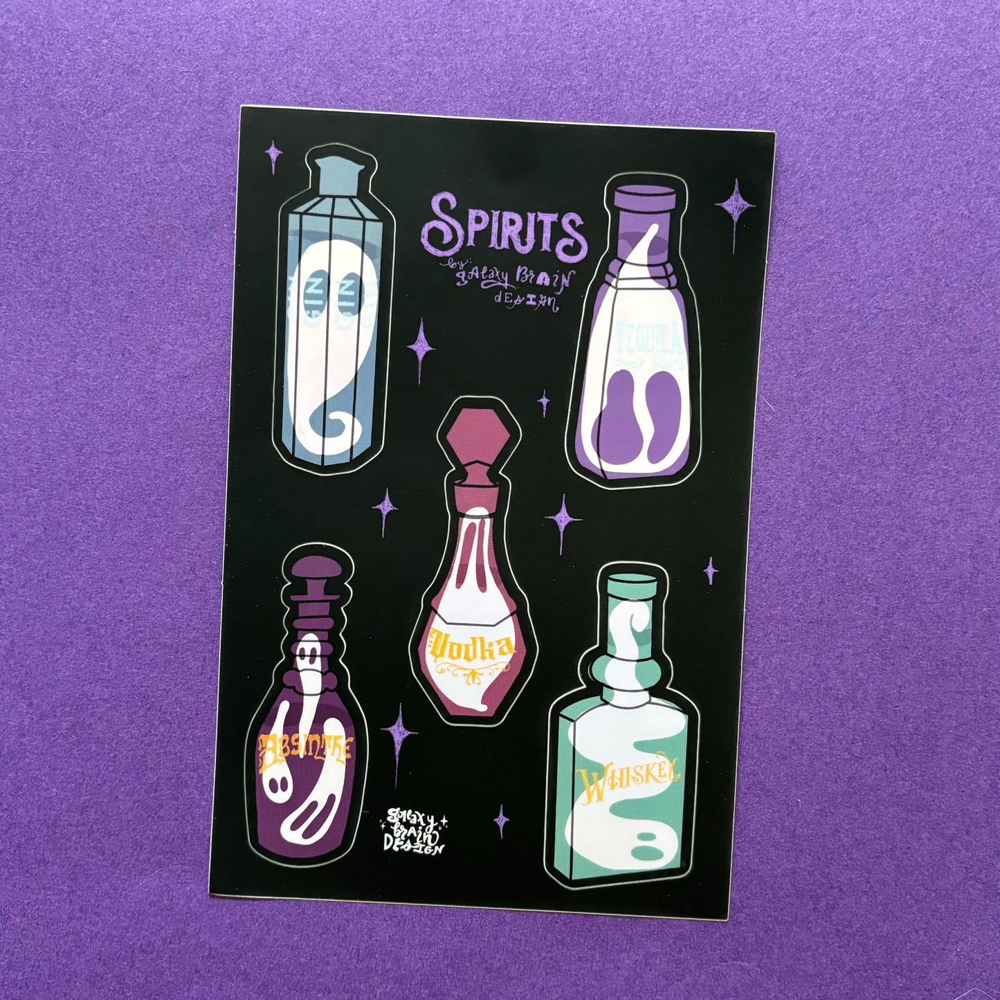 Spirits for Spirits Holographic Sticker Sheet | Ghosts in Antique Bottles