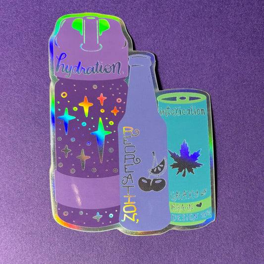 Hydration, Recreation, Intoxication Glitter Sticker
