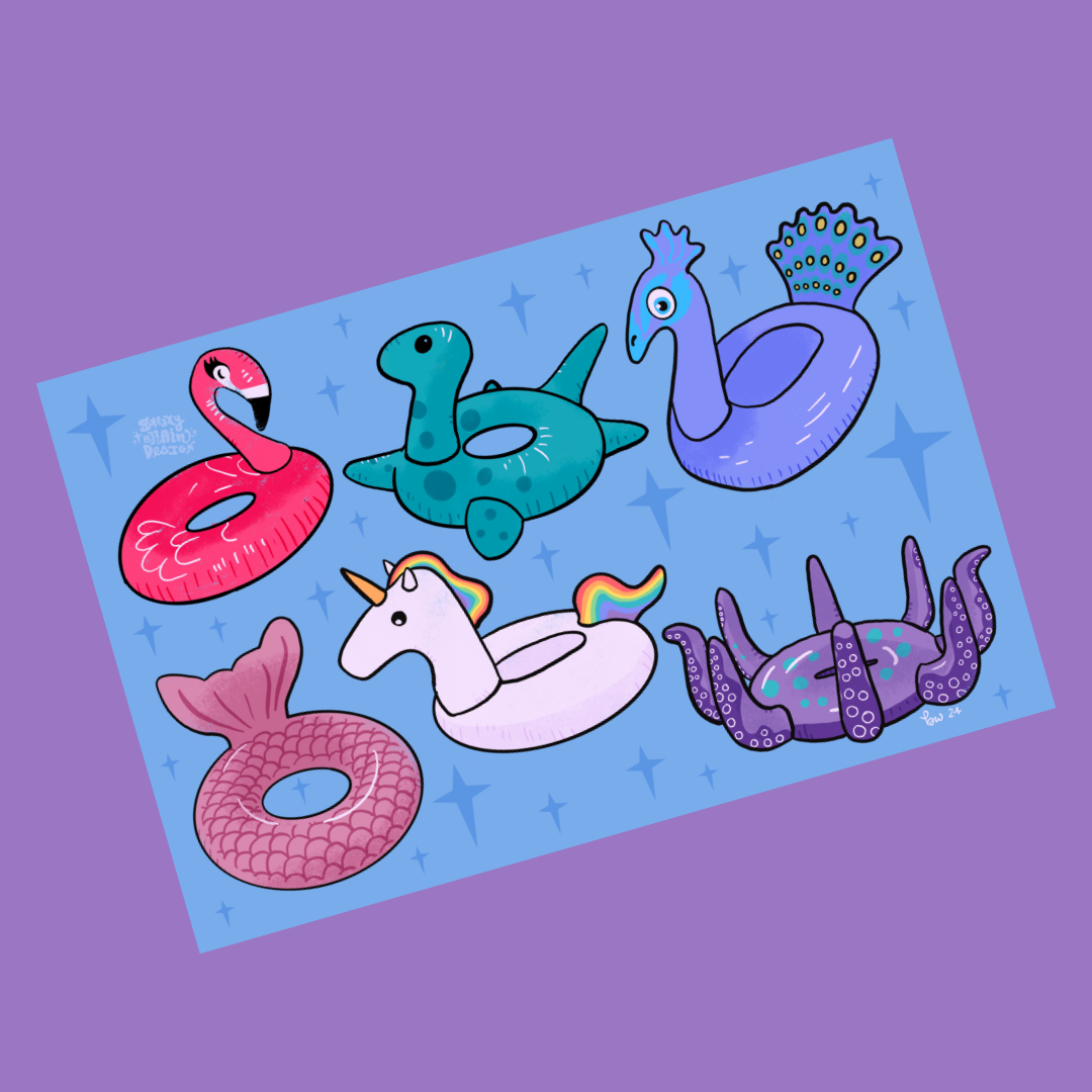 Pool Floaties Graphics Pool Floaties Poster – Galaxy Brain Design
