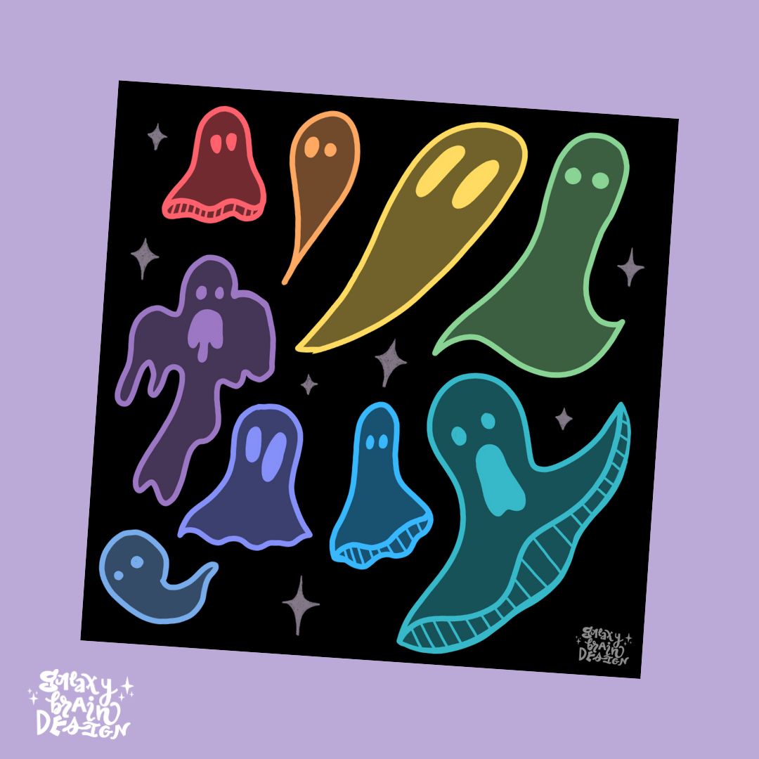 Rainbow Ghosties Print