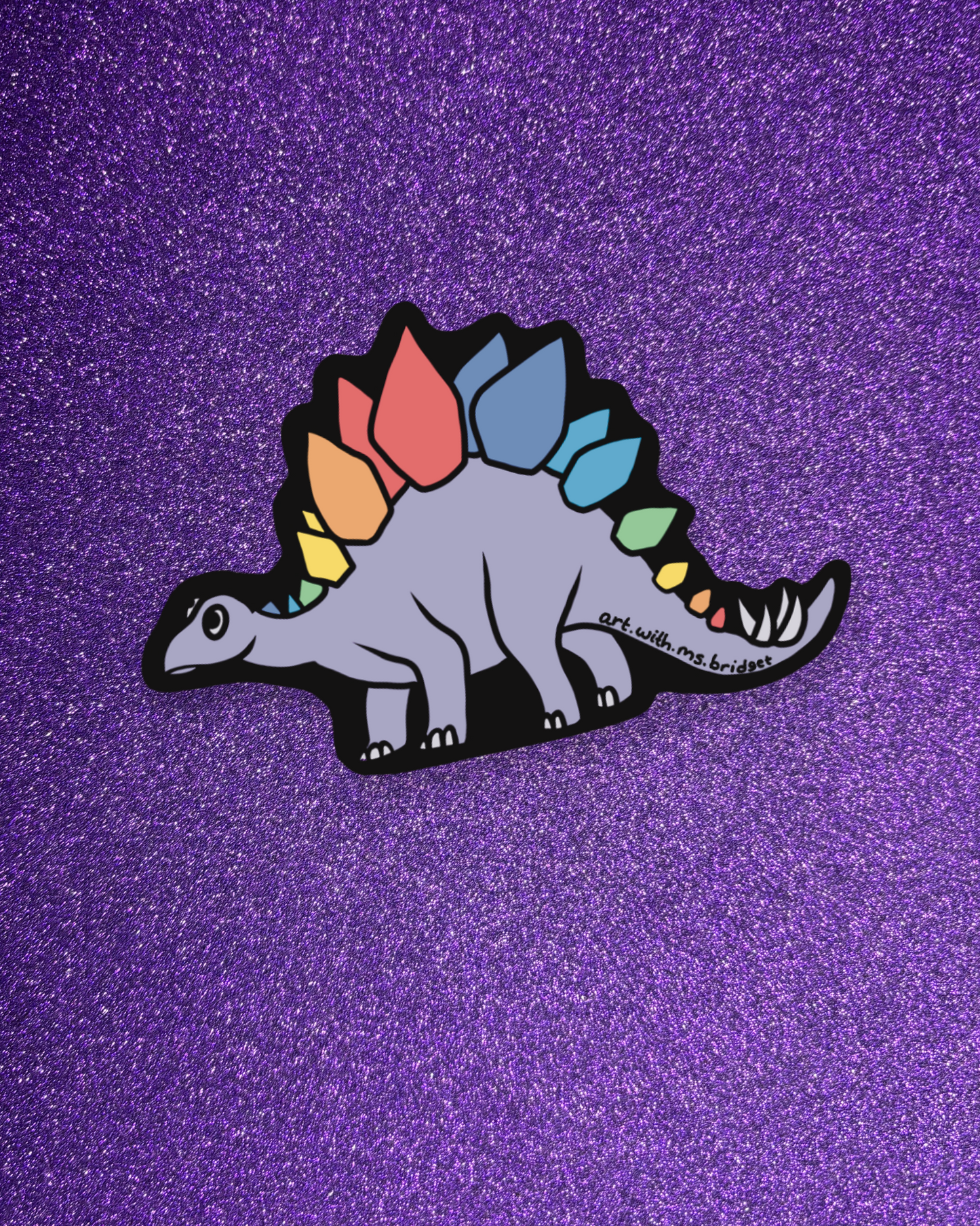 Rainbow Stegosaurus Matte Sticker