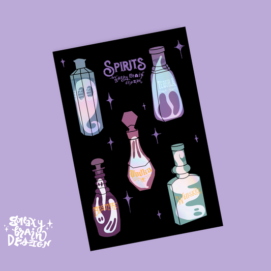 Spirits for Spirits Holographic Sticker Sheet | Ghosts in Antique Bottles