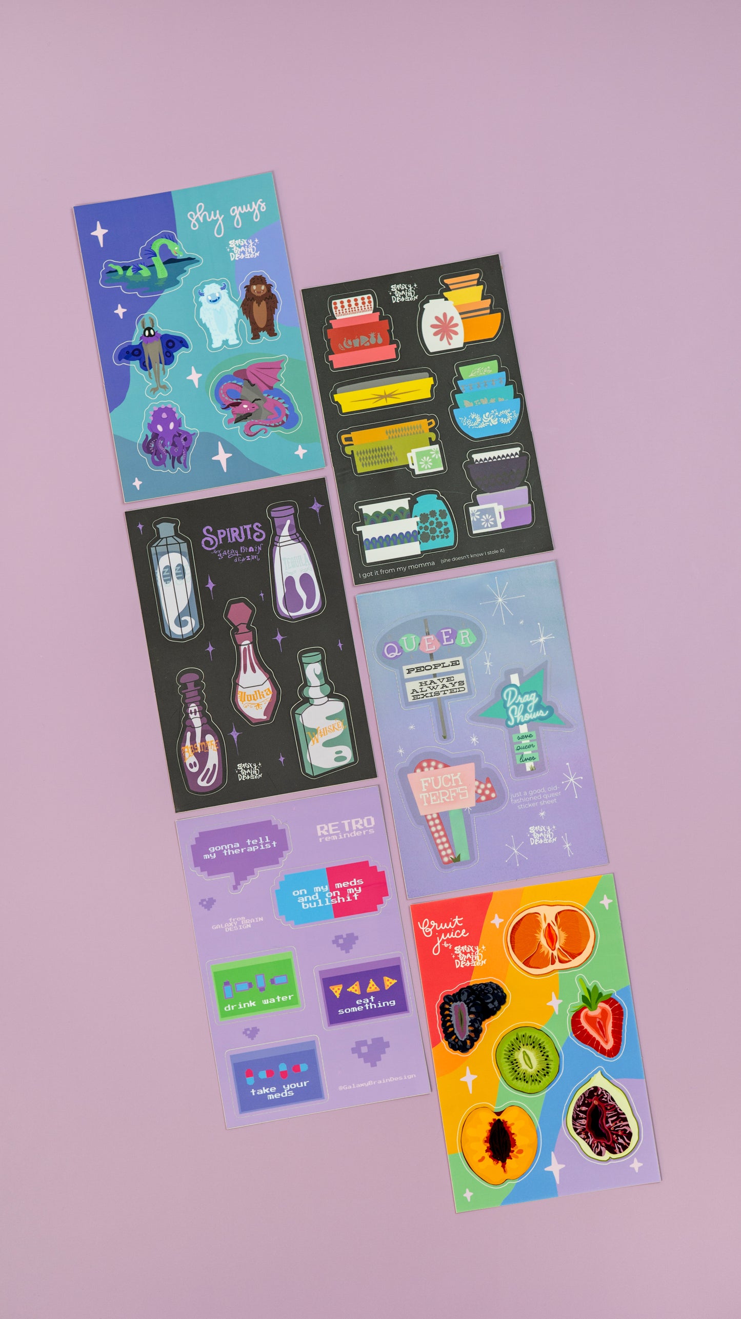 Retro Reminders Holographic Sticker Sheet | Meds, Water, Food, + Therapy