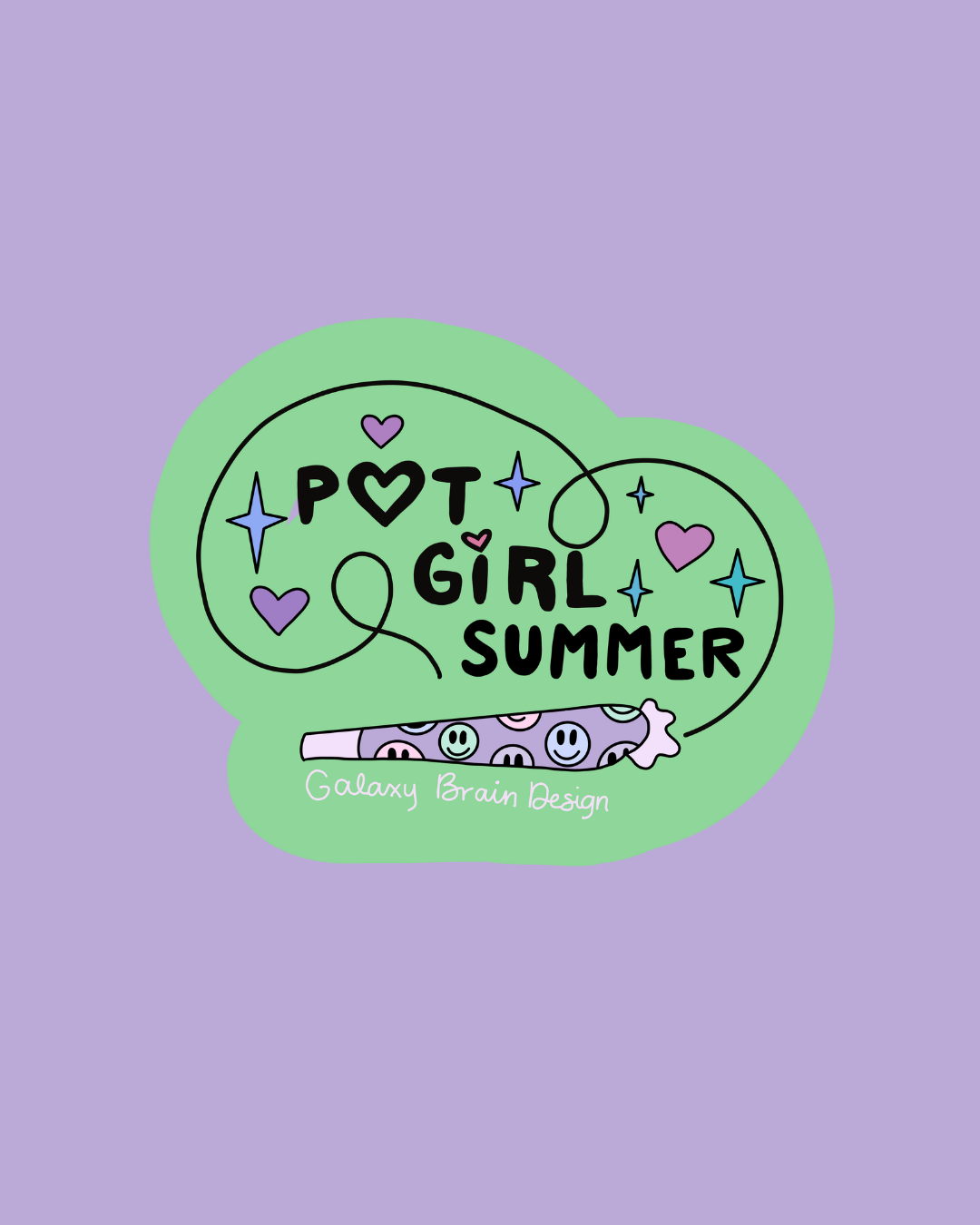 Pot Girl Summer Glitter Sticker